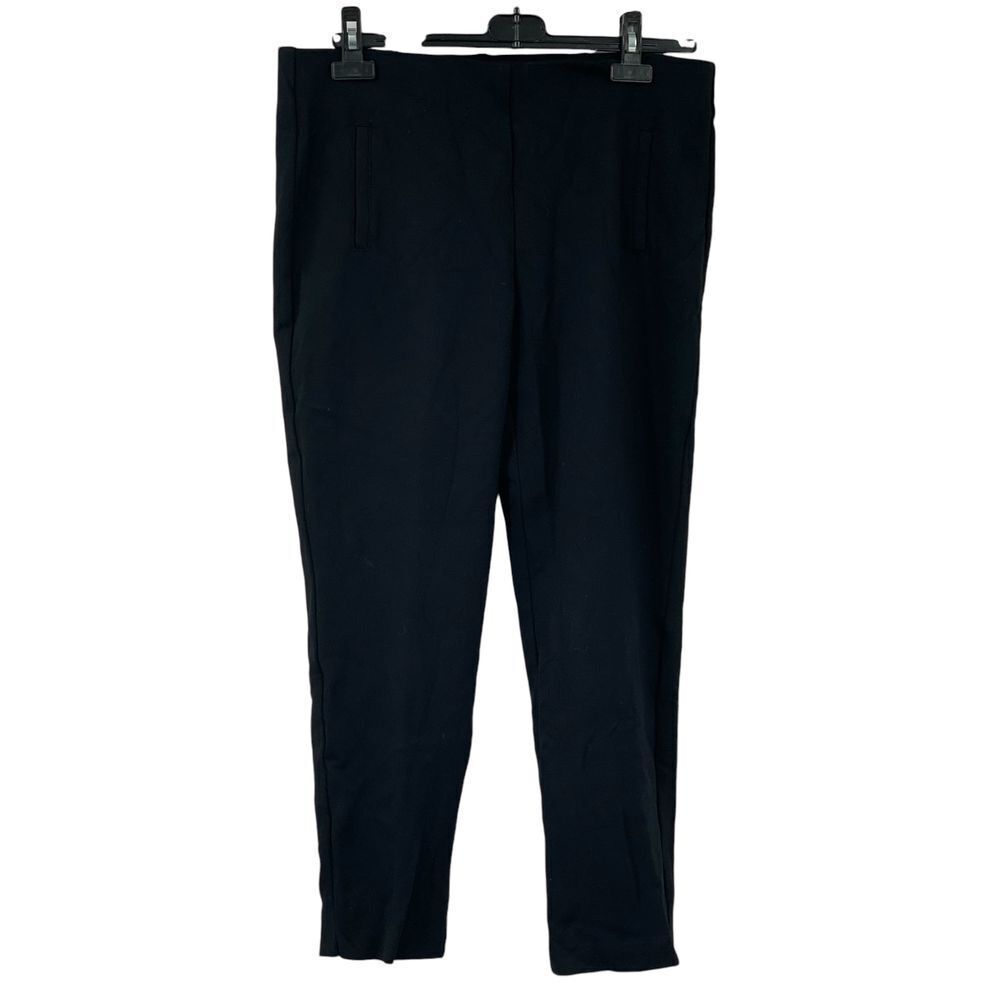 Chico's Black Ankle Cropped Pull-On Ponte Knit Faux Pocket Pants Size 1.5 Medium